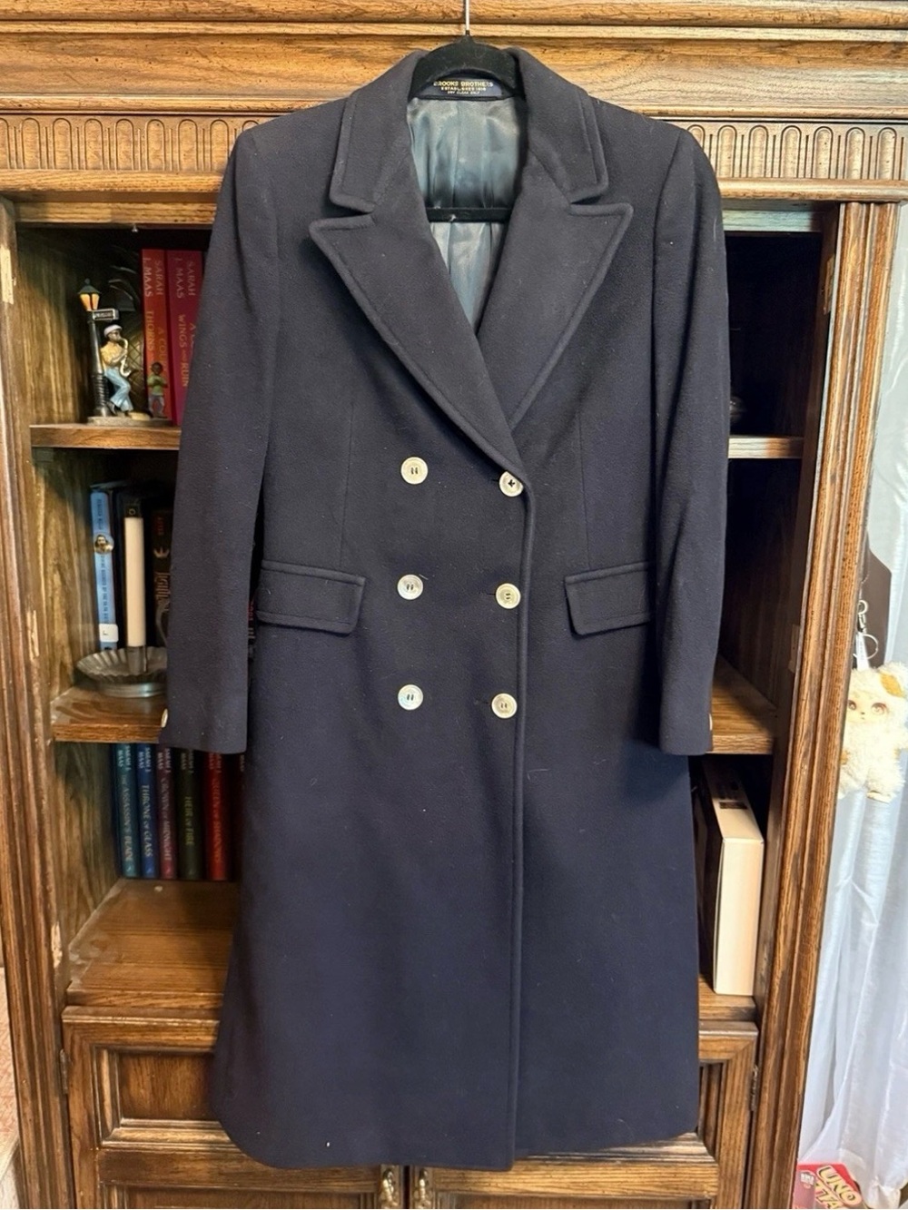 Vintage Brooks Brothers Navy Blue Long Coat Women’s XS Classic Minimalist
